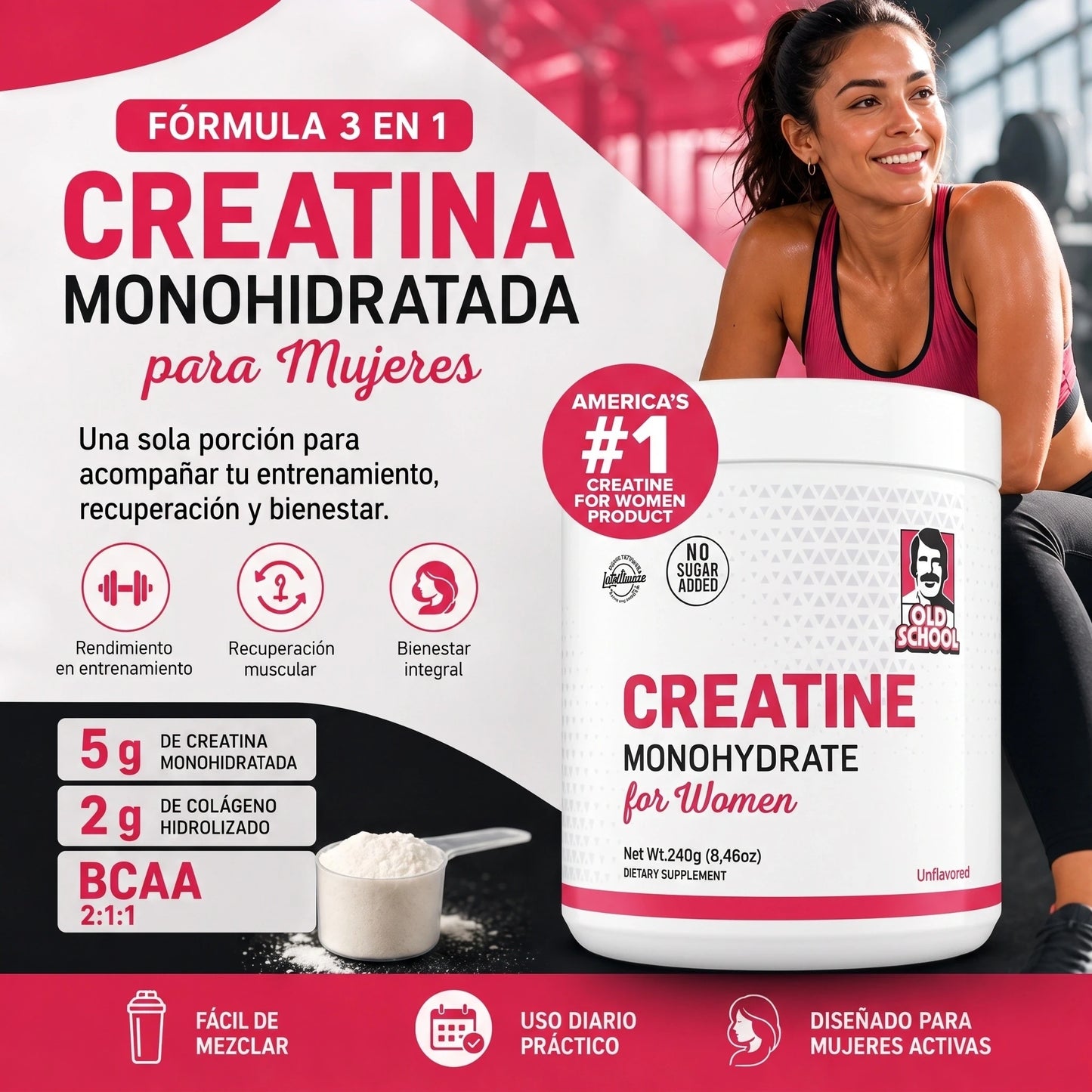 Creatina Premium para Mujeres. Potencia tu Fuerza, Recuperación y Rendimiento