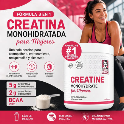 Creatina Premium para Mujeres. Potencia tu Fuerza, Recuperación y Rendimiento