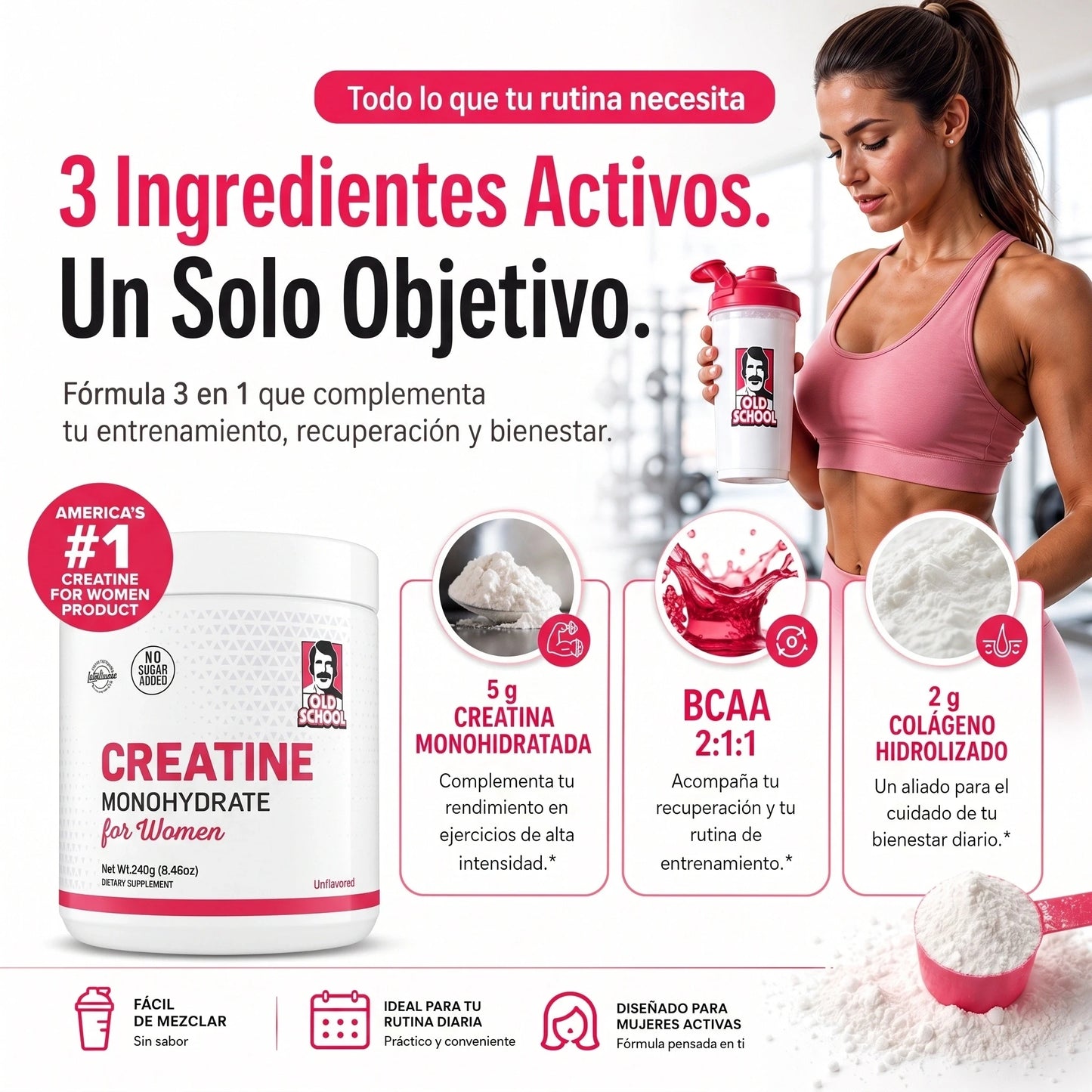 Creatina Premium para Mujeres. Potencia tu Fuerza, Recuperación y Rendimiento