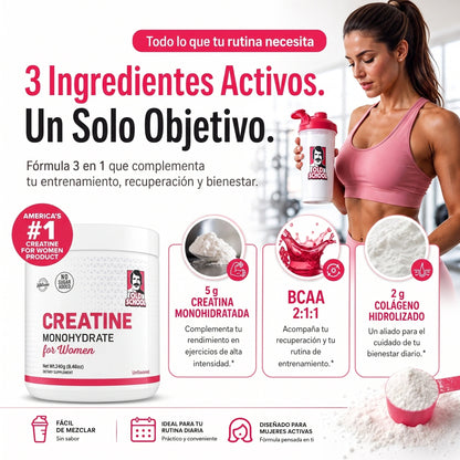 Creatina Premium para Mujeres. Potencia tu Fuerza, Recuperación y Rendimiento