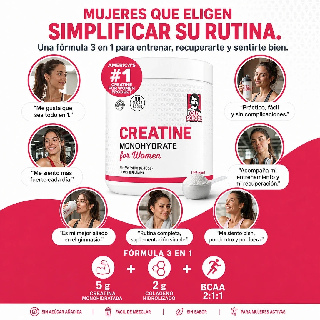 Creatina Premium para Mujeres. Potencia tu Fuerza, Recuperación y Rendimiento