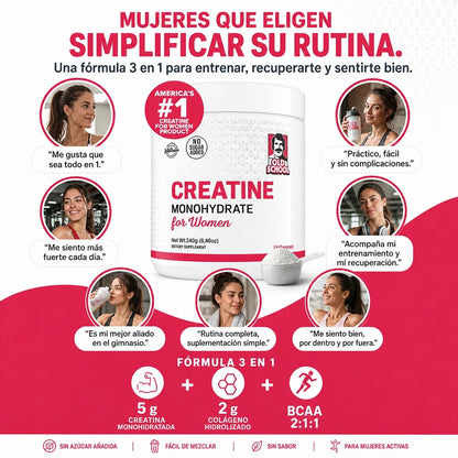 Creatina Premium para Mujeres. Potencia tu Fuerza, Recuperación y Rendimiento